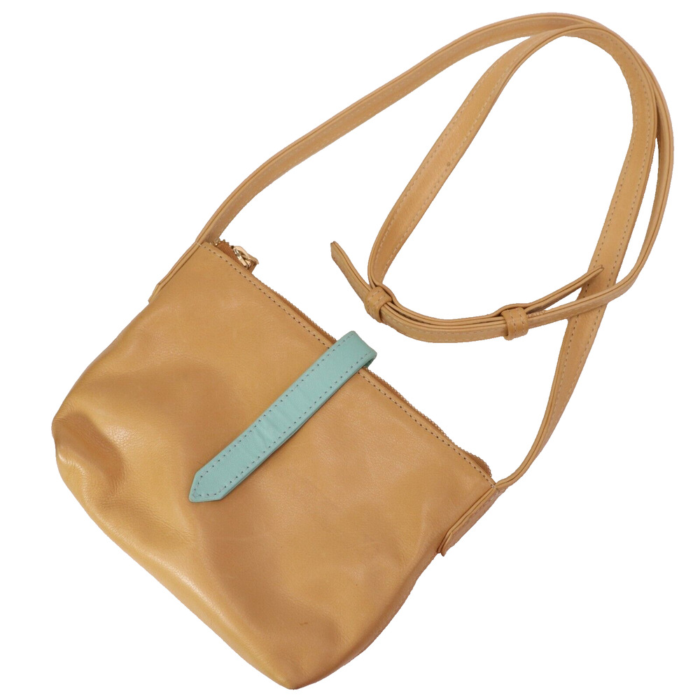 Soul Carrier Handbag S Tan Brown Leather Turquoise Snap Flap Purse Crossbody Bag